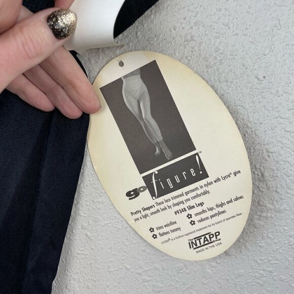 NWT Go Figure Womens Blue Lingerie Lace Trimmed Garment Skim Leg Leggings Size L - Picture 5 of 8